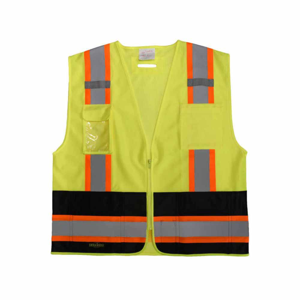 Radians SV6B-2ZGD-3X SV6 Class 2 Surveyor Vest, Zipper, Hi Viz Green/Black, 3X - 6