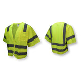 Radians SV83GMM Class 3 Hi-Vis Green Short Sleeve Mesh Safety Vest with Zipper Closure Size M 9.6 x 8.4 x 1.8" - 5