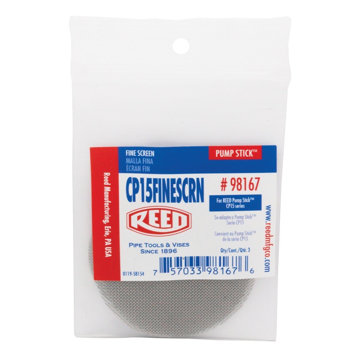 Reed 98167 CP15 2.25" Fine Screen for Pump Stick Cordless Water Transfer Pumps (3 Pack) (CP15FINESCRN) - 2