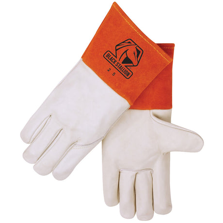 Black Stallion 25M Top Grain Cowhide, Long Cuff MIG Welding Gloves, Medium