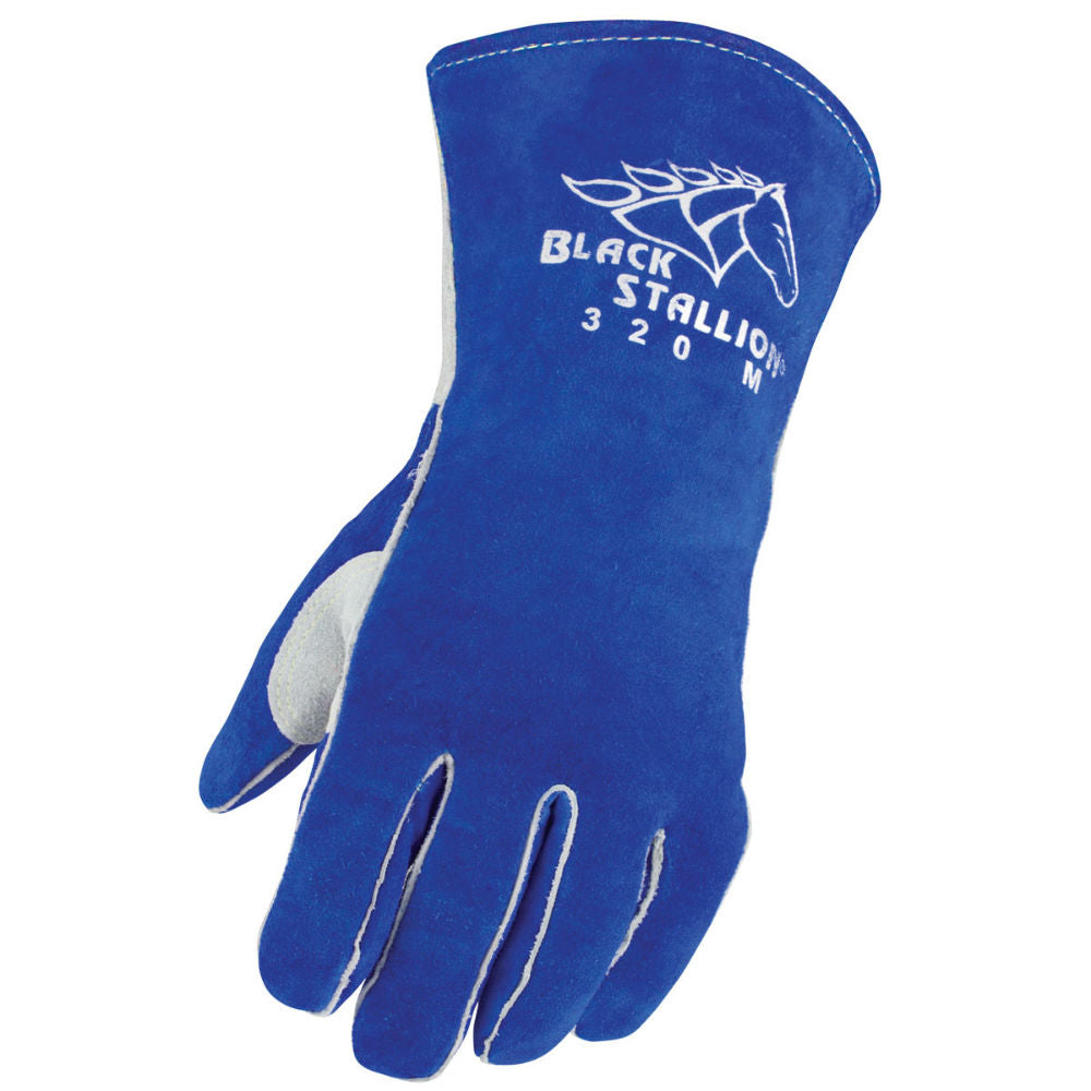 Black Stallion 320L Side Split Cowhide Stick Glove with CushionCore Liner, Large