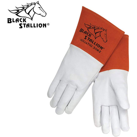 Black Stallion 35KE-L Grain Kidskin Long Cuff TIG Welding Gloves, Large