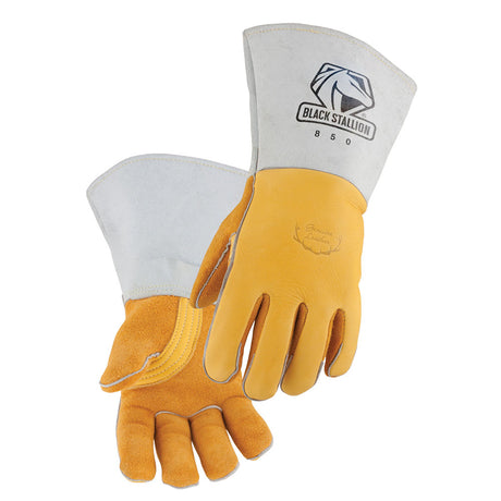 Black Stallion 850XL Premium Grain Elkskin Stick Welding Gloves with Nomex Lined Back, X-Large