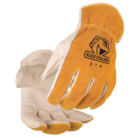 Black Stallion 97KS Versatile Grain Cowhide Palm Driver's Gloves with Kevlar Stitching, Small