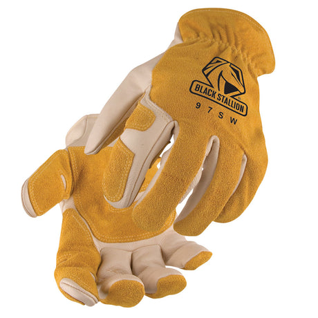 Black Stallion 97SWS Versatile Grain Cowhide Palm Driver's Glove with Reinforced Palm, Small