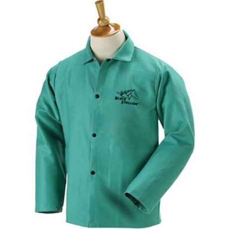 Black Stallion F9-30C-XXL TruGuard 200 Flame Resistant Cotton Welding Jacket Coat, Green, 2XL