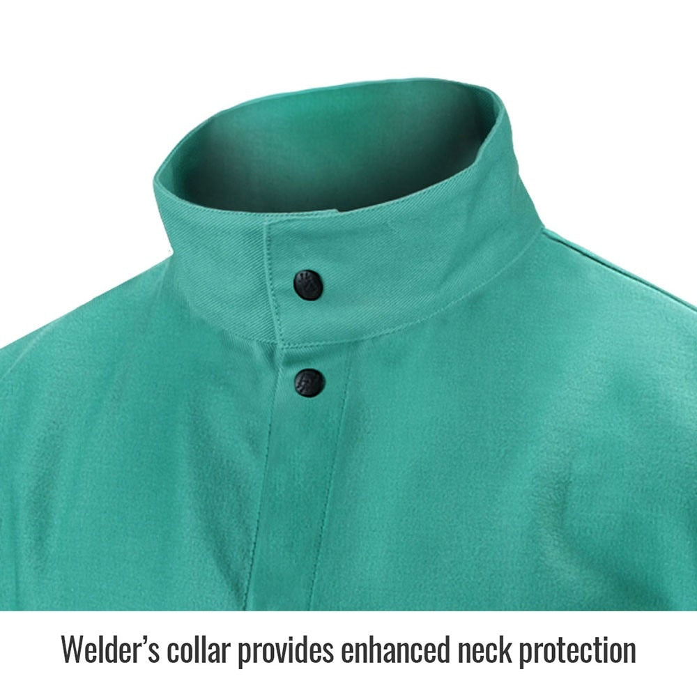 Black Stallion F9-30C-XXXL TruGuard 200 Flame Resistant Cotton Welding Jacket Coat, Green, 3XL - 2