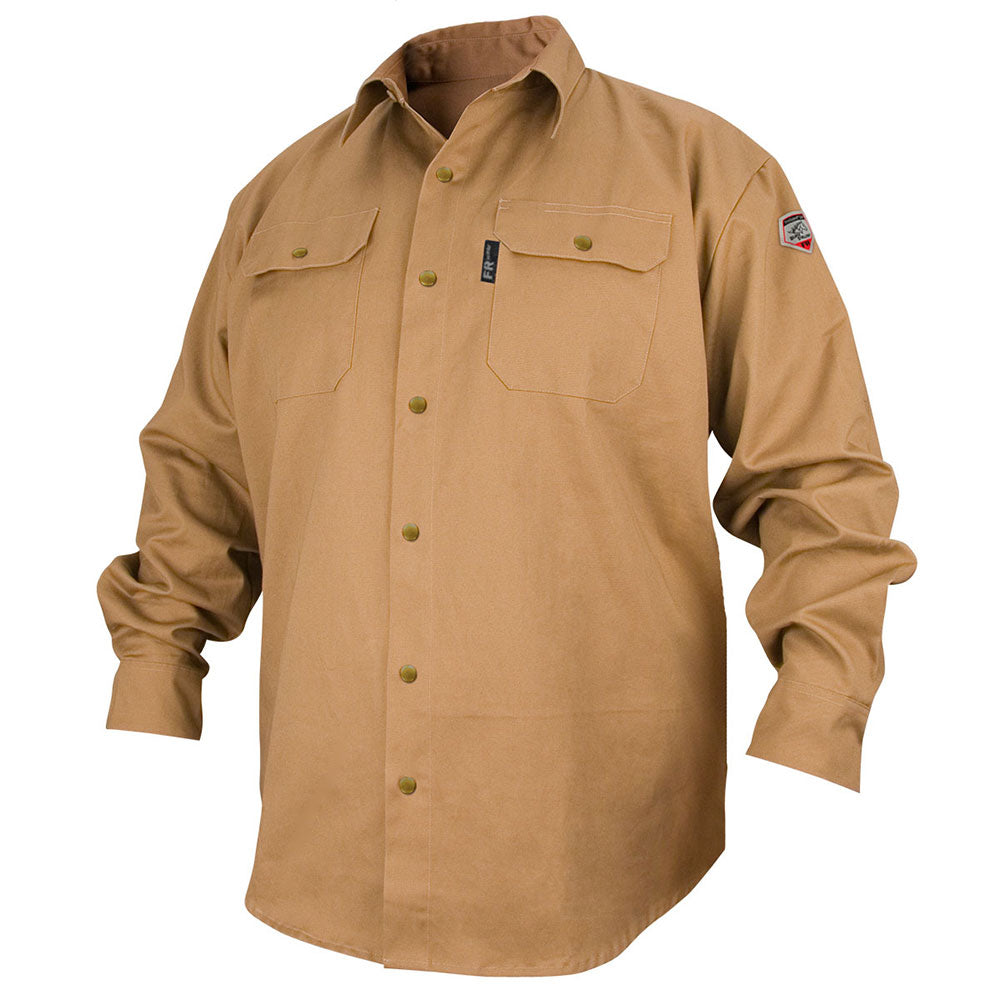 Black Stallion FS7-KHK-3XL Flame Resistant Cotton Work Shirt, 3XL