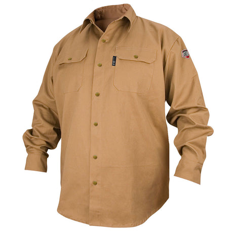 Black Stallion FS7-KHK-M Flame Resistant Cotton Work Shirt, Medium