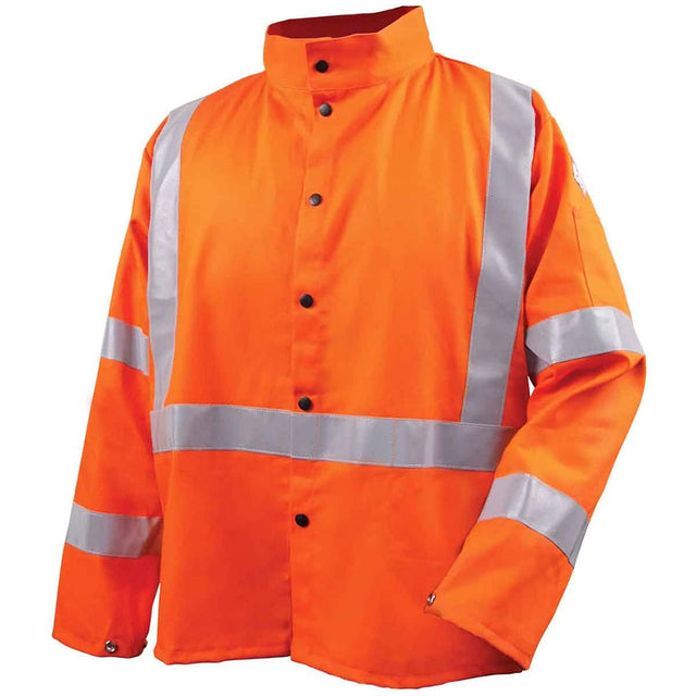 Black Stallion JH1012-OR-3XL Safety Flame Resistant Cotton & Cowhide Hybrid Welding Jacket, 3XL