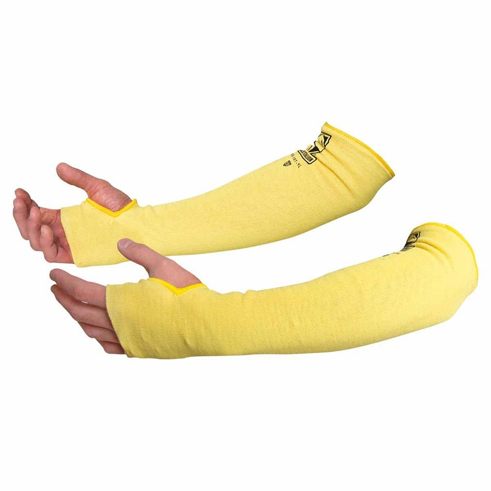 Black Stallion KS-18T-YL 18" Yellow DuPontâ„¢ KevlarÂ® Knit A3 Cut-Resistant Sleeves w/ Thumb Slot (1 Pair)