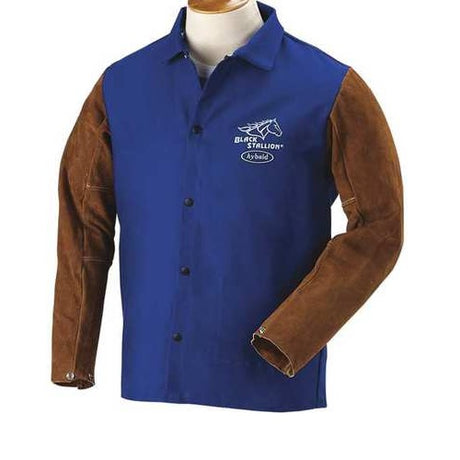 Black Stallion FRB9-30C/BS-L Flame Resistant Cotton & Cowhide Hybrid Welding Jacket, Large