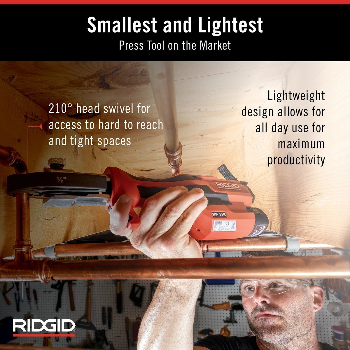 Ridgid 72558 RP 115 Mini Press Tool Battery Kit with ProPress and PureFlow Jaws 1/2 in. to 3/4 in. (Kit) - 5