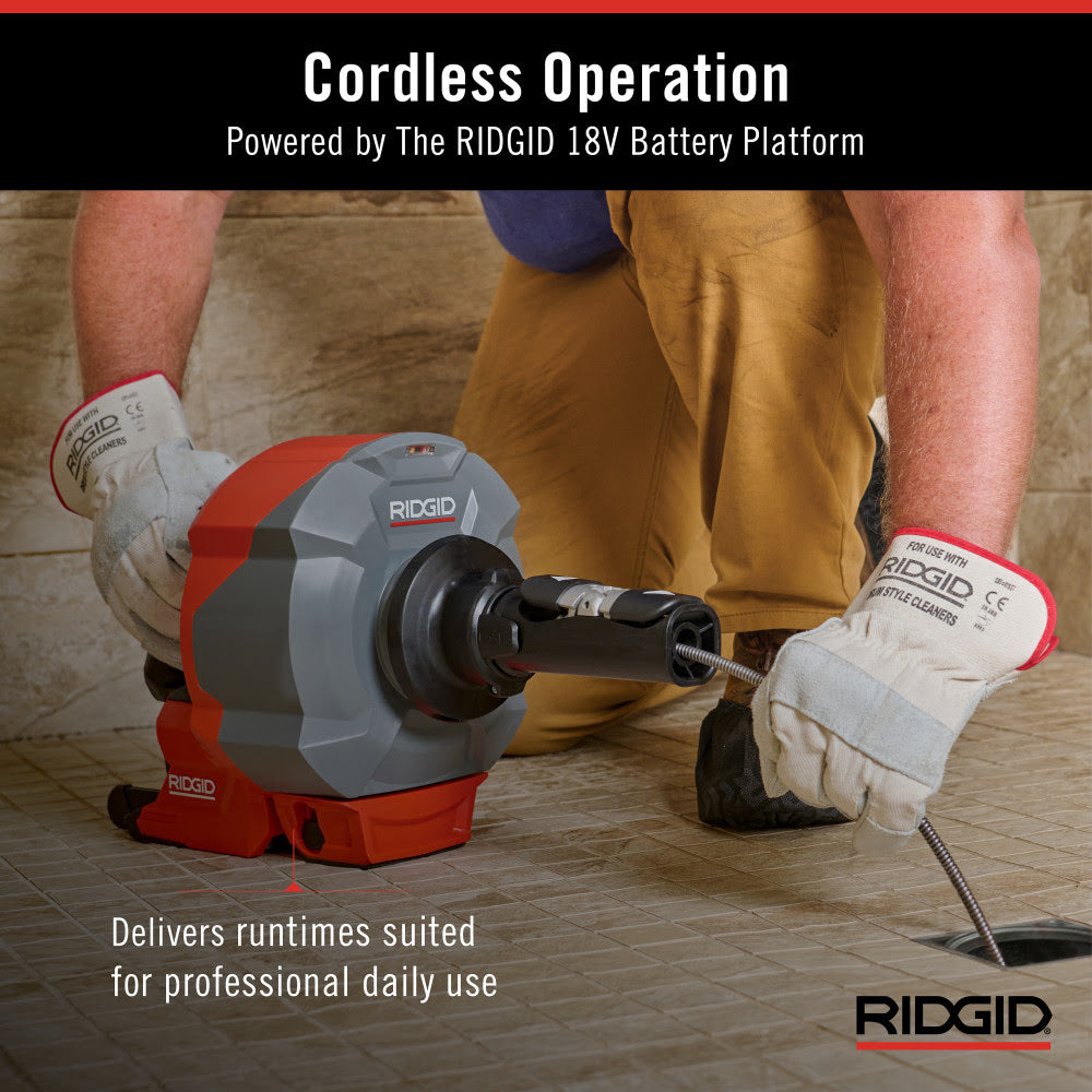 Ridgid 78058 K-46 Cordless SinkSnake Deluxe Kit with 5/16" x 25' Cable, 3/8" x 35' Cable, T-250 Tool Set, Carrying Case, 18V 2.5Ah Battery & Charger - 12