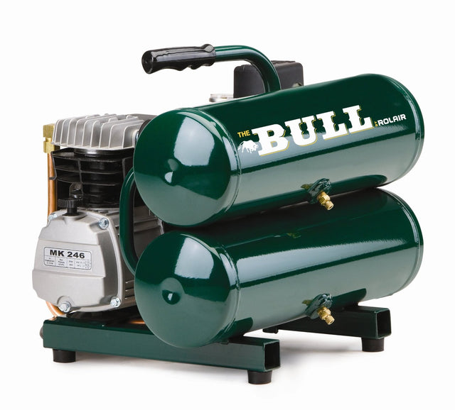 Rolair FC2002 The Bull 2 HP 4.3 Gal Twin Stack Compressor with Overload Protection and Manual Reset