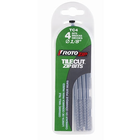 Bosch TC4 1/8" Tungsten Carbide Tilecut Zip Bits for Ceramic Wall Tile and Cement Board (4 Pack)