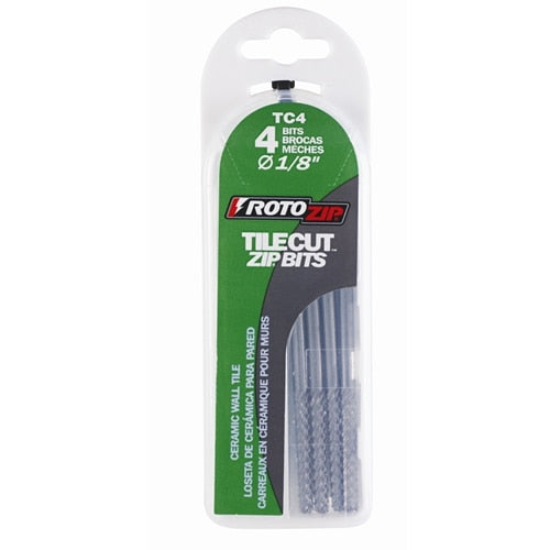 Bosch TC4 1/8" Tungsten Carbide Tilecut Zip Bits for Ceramic Wall Tile and Cement Board (4 Pack)