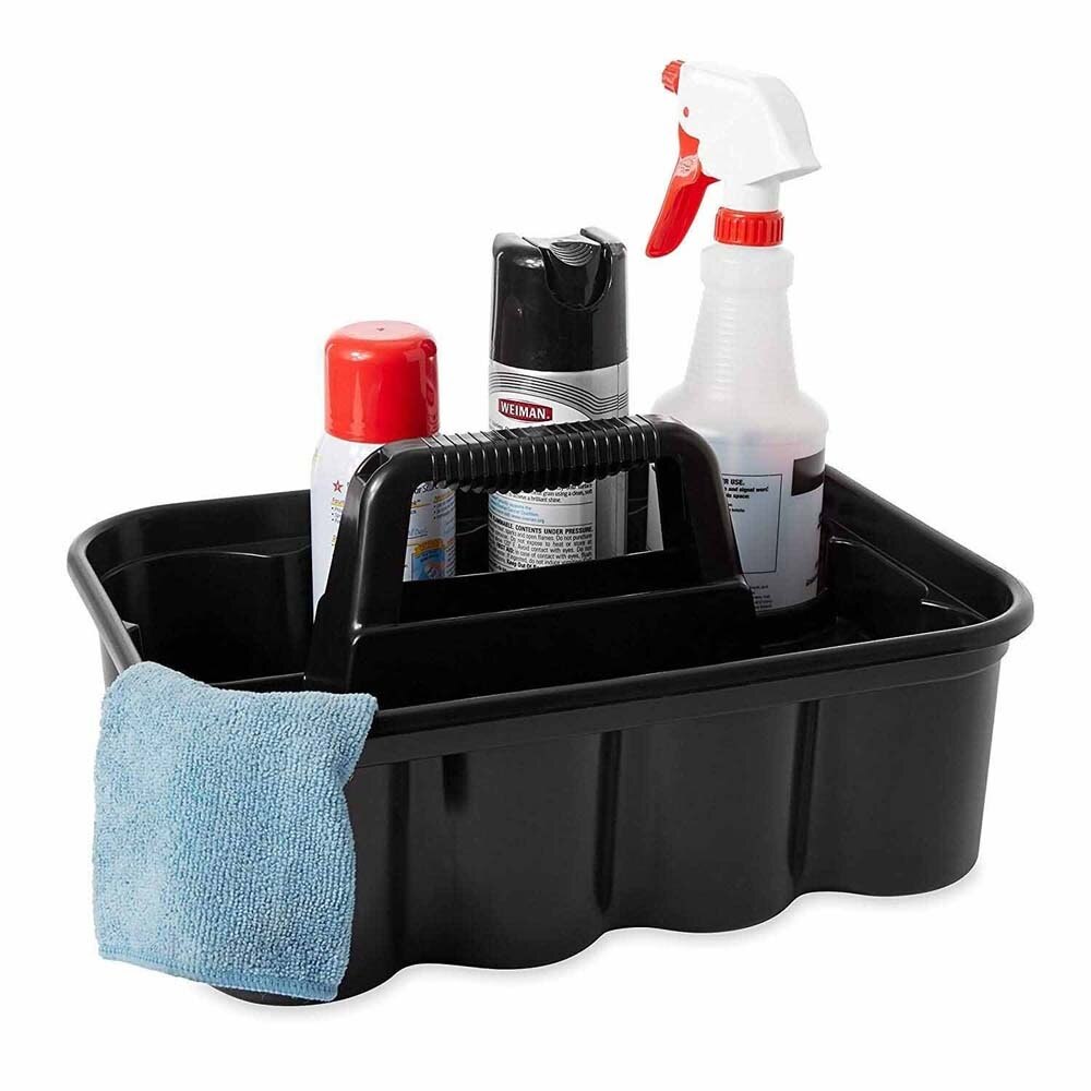 Rubbermaid FG315488BLA Deluxe Carry Caddy Black Cleaning Supply Organizer - 6