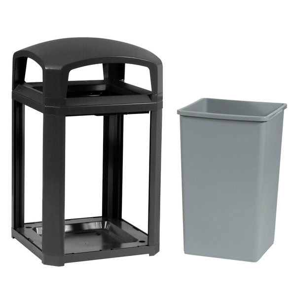 Rubbermaid FG397000BLA Landmark Series Classic Container/Trash Can, Dome Top Frame with 3958