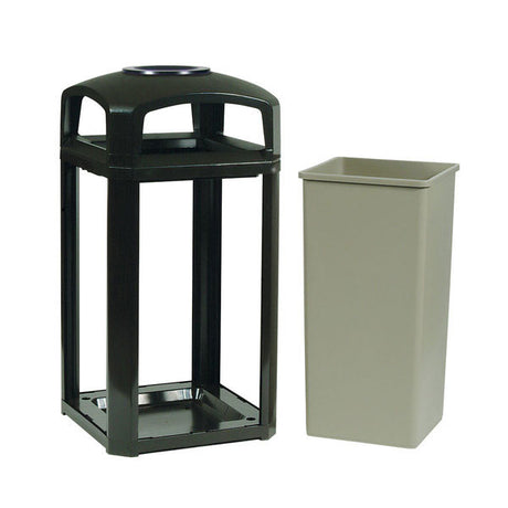 Rubbermaid FG397501BLA Landmark Series Classic Container/Trash Can, Dome Top with Ashtray, F