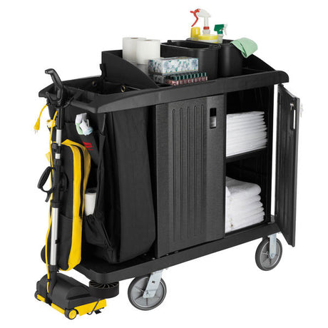 Rubbermaid FG619200BLA Compact Housekeeping Cart with Doors