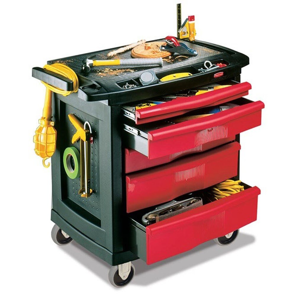 Rubbermaid FG773488BLA 5-Drawer Mobile Work Center for Tool and Supply Storage - 4