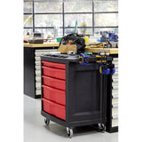 Rubbermaid FG773488BLA 5-Drawer Mobile Work Center for Tool and Supply Storage - 5