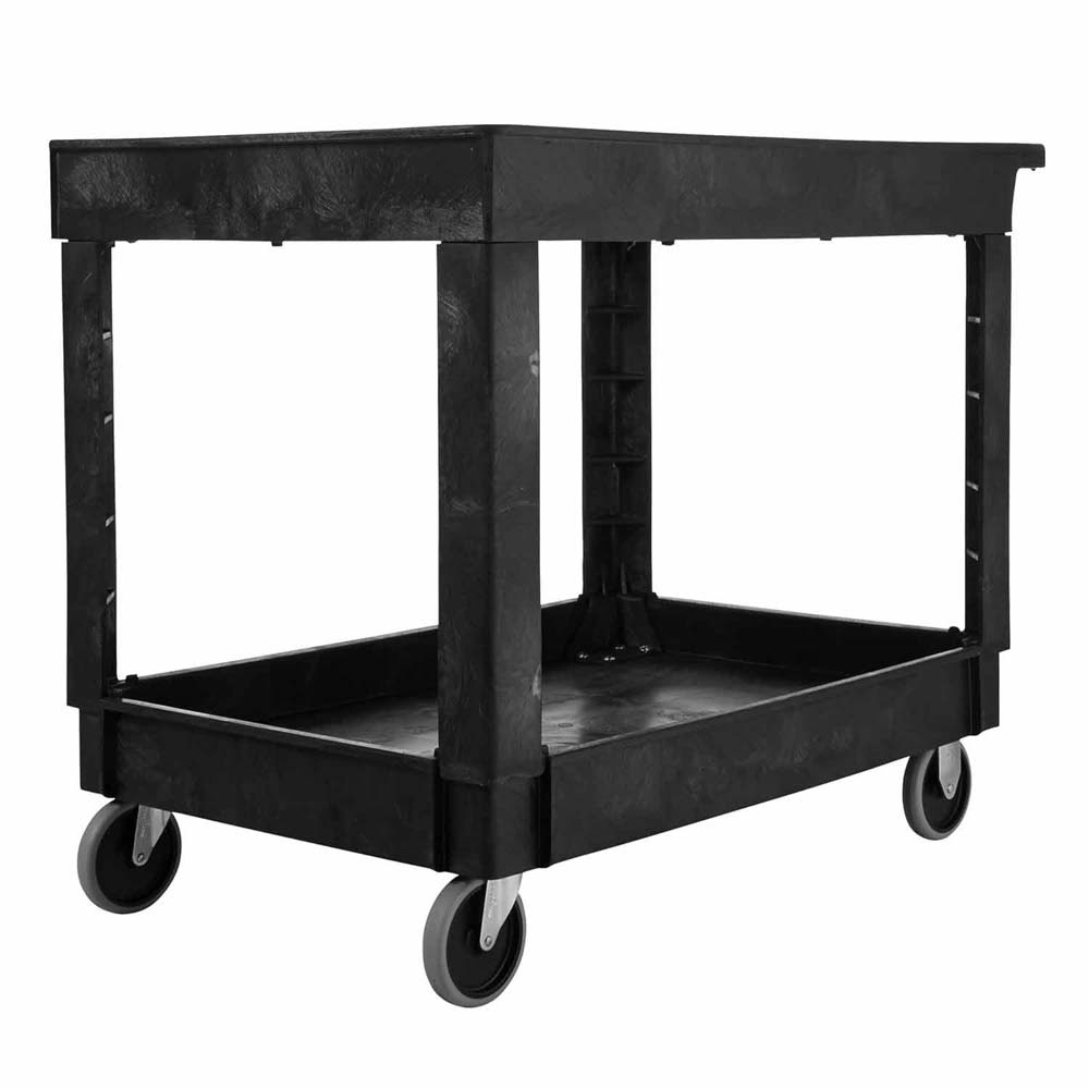 Rubbermaid FG9T6700BLA 2 Shelf Utility Cart with 4 in. Casters - 2