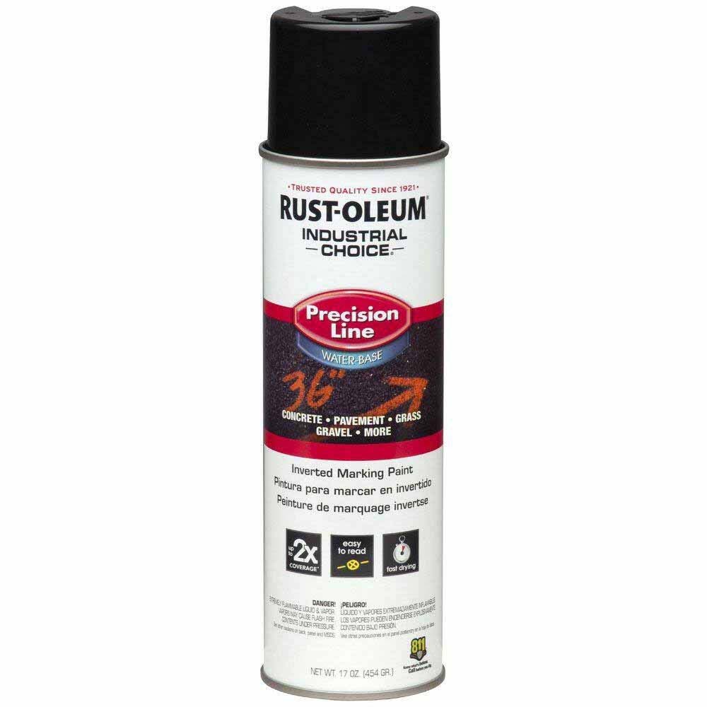 Rust-Oleum 1875838 Black Precision Line Inverted Marking Spray Paint, Water-Based (17 oz, Case of 12)