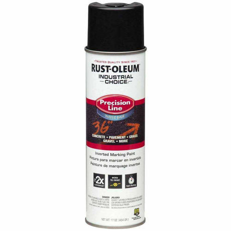 Rust-Oleum 1875838 Black Precision Line Inverted Marking Spray Paint, Water-Based (17 oz, Case of 12)