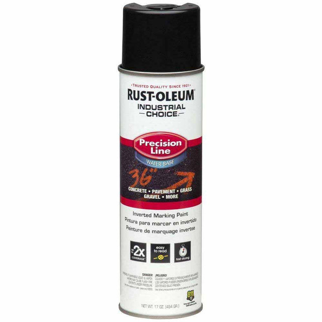 Rust-Oleum 1875838 Black Precision Line Inverted Marking Spray Paint, Water-Based (17 oz, Case of 12)