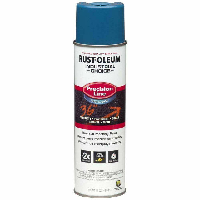 Rust-Oleum 203031 Industrial Choice M1800 APWA Caution Blue Inverted Marking Spray Paint, Water-Based, 17 oz (12 Pack)