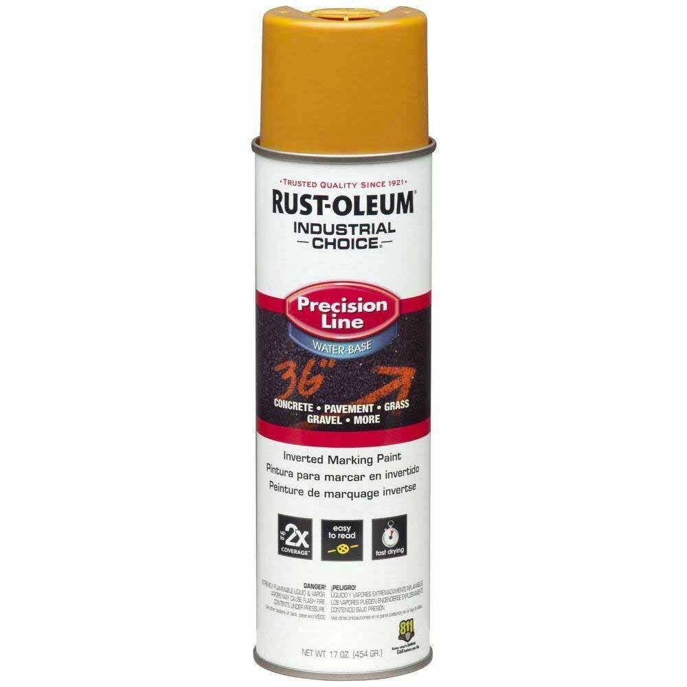 Rust-Oleum 203033 Water Based Inverted Marking Spray Paint, Caution Yellow, 17 oz (Single Can)