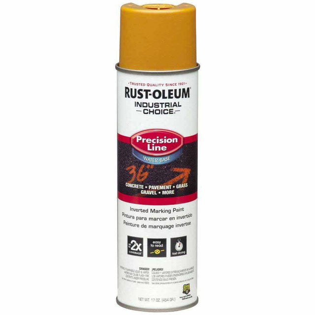 Rust-Oleum 203033 Water Based Inverted Marking Spray Paint, Caution Yellow, 17 oz (Single Can)