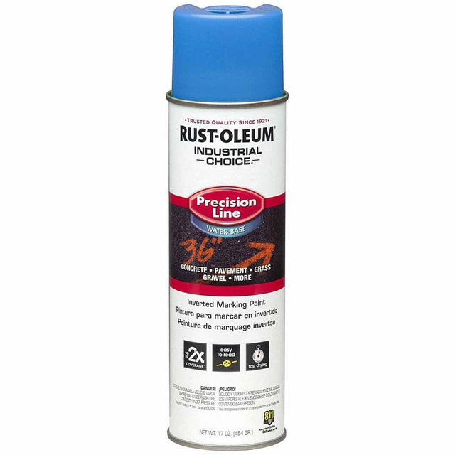 Rust-Oleum 205176 M1800 Precision Line Inverted Water-Based Marking Spray Paint, Fluorescent Blue (17 oz)