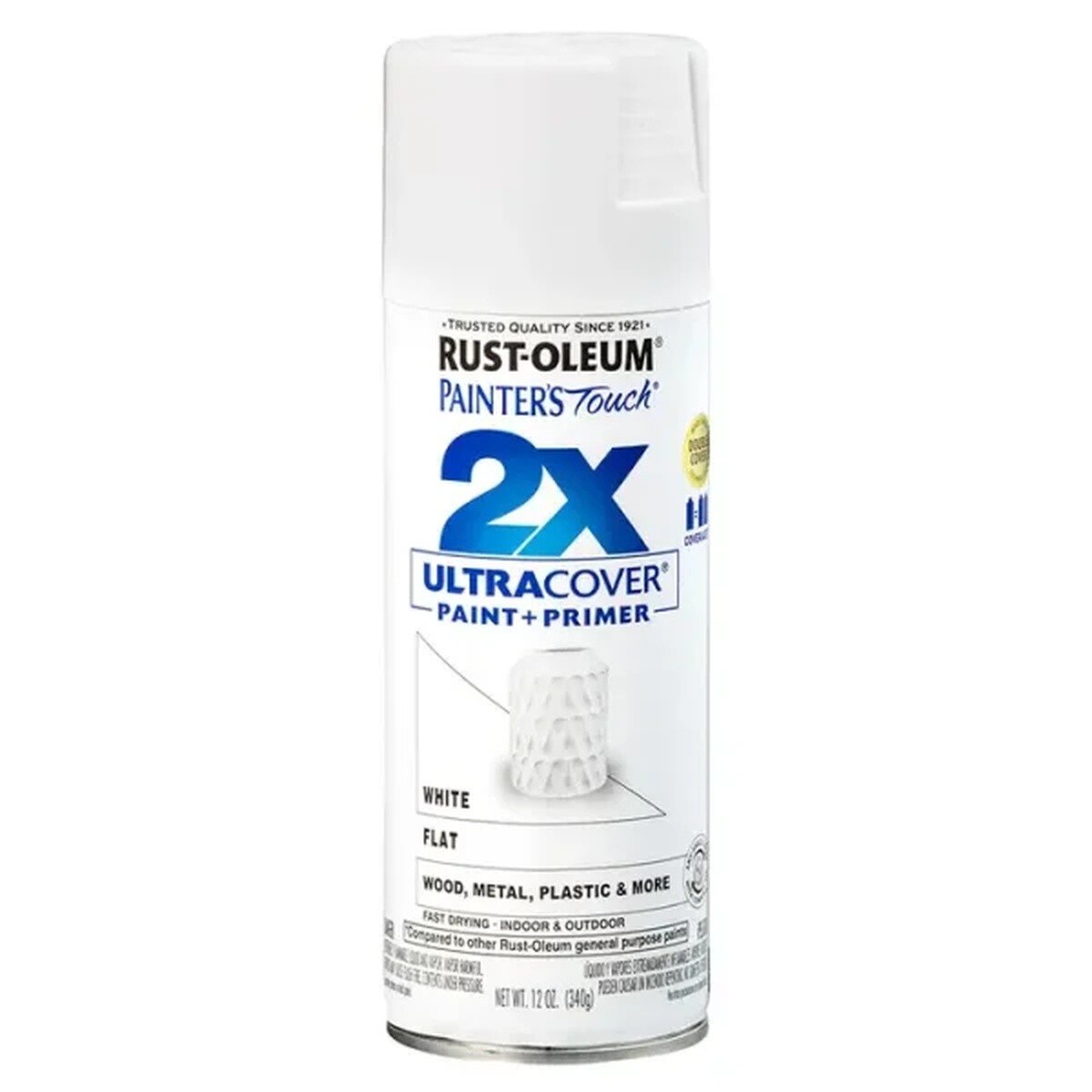 Rust-Oleum 334021 Painters Touch 2X 12 oz Flat White General Purpose Spray Paint