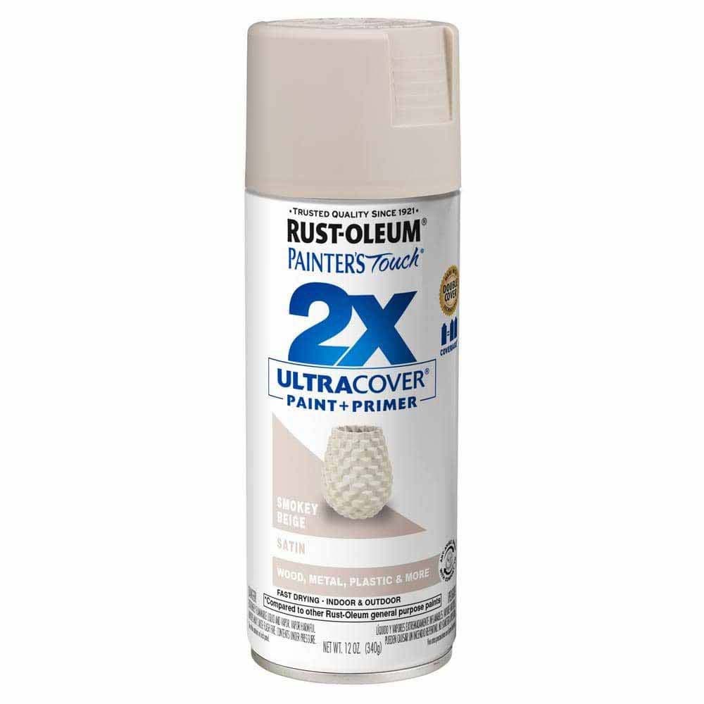 Rust-Oleum 334092 12 oz Painter's Touch 2X Ultra Cover Spray Paint, Smokey Beige, Satin (Single Can)