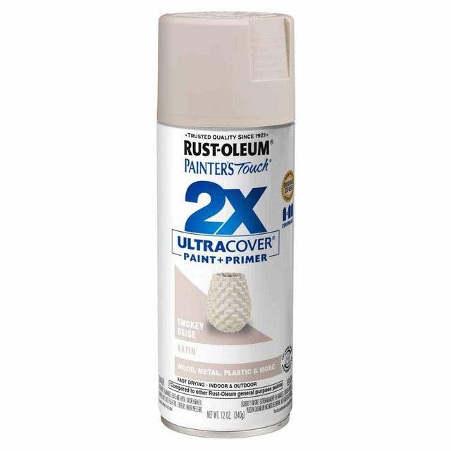 Rust-Oleum 334092 12 oz Painter's Touch 2X Ultra Cover Spray Paint, Smokey Beige, Satin (Single Can)