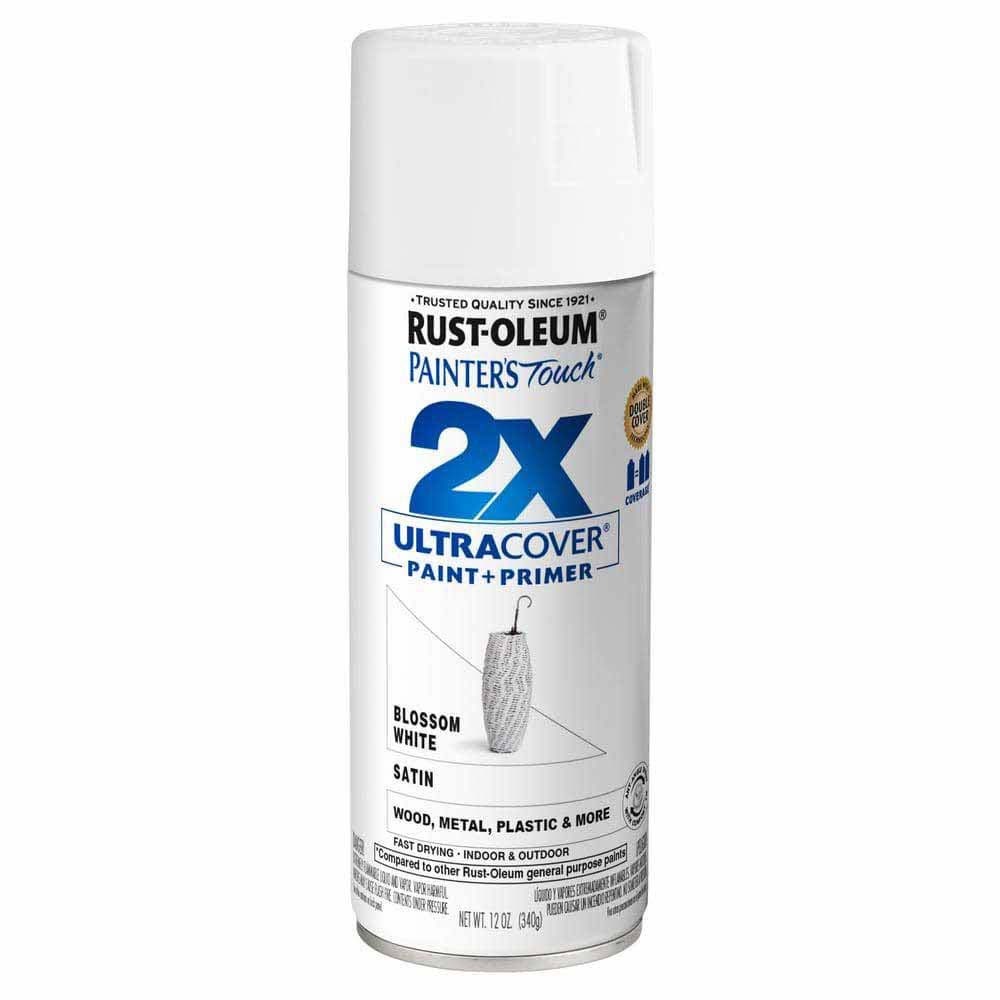 Rust-Oleum 346950 Painter's Touch 2X Ultra Cover Satin Blossom White General Purpose Spray Paint (12 oz)
