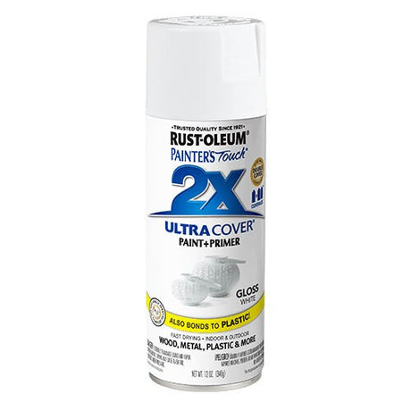 Rust-Oleum 334048 Painter's Touch 2X Ultra Cover Gloss Spray, Gloss White