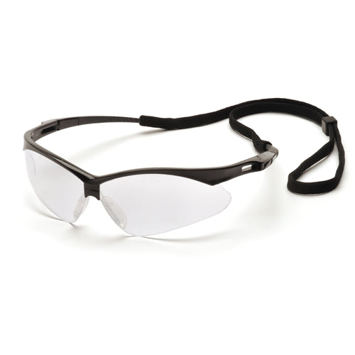 Pyramex SB6310SP PMXTREME Eyewear Clear Lens Safety Glasses with Black Frame & Cord