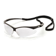 Pyramex SB6310SP PMXTREME Eyewear Clear Lens Safety Glasses with Black Frame & Cord