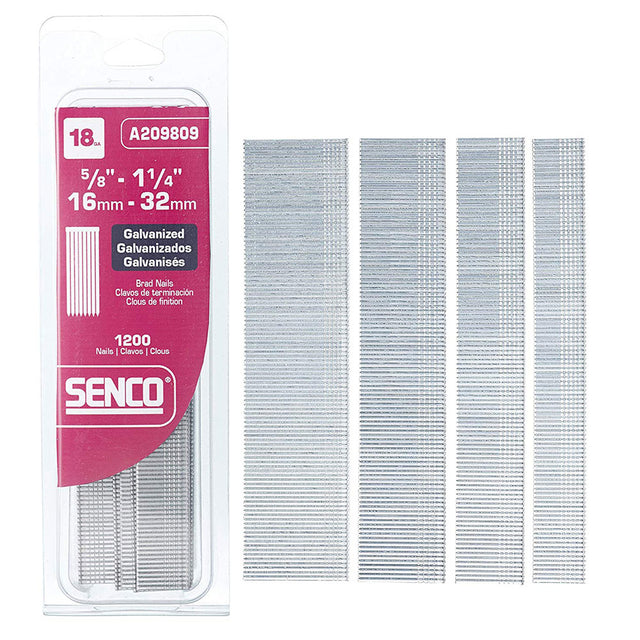 SENCO A209809 18 Gauge x 5/8"-1/4" Electro Galvanized Brads, Variety