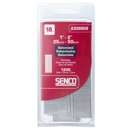 SENCO A209909 18 Gauge x 1"-2" Galvanized Brads, Variety Pack