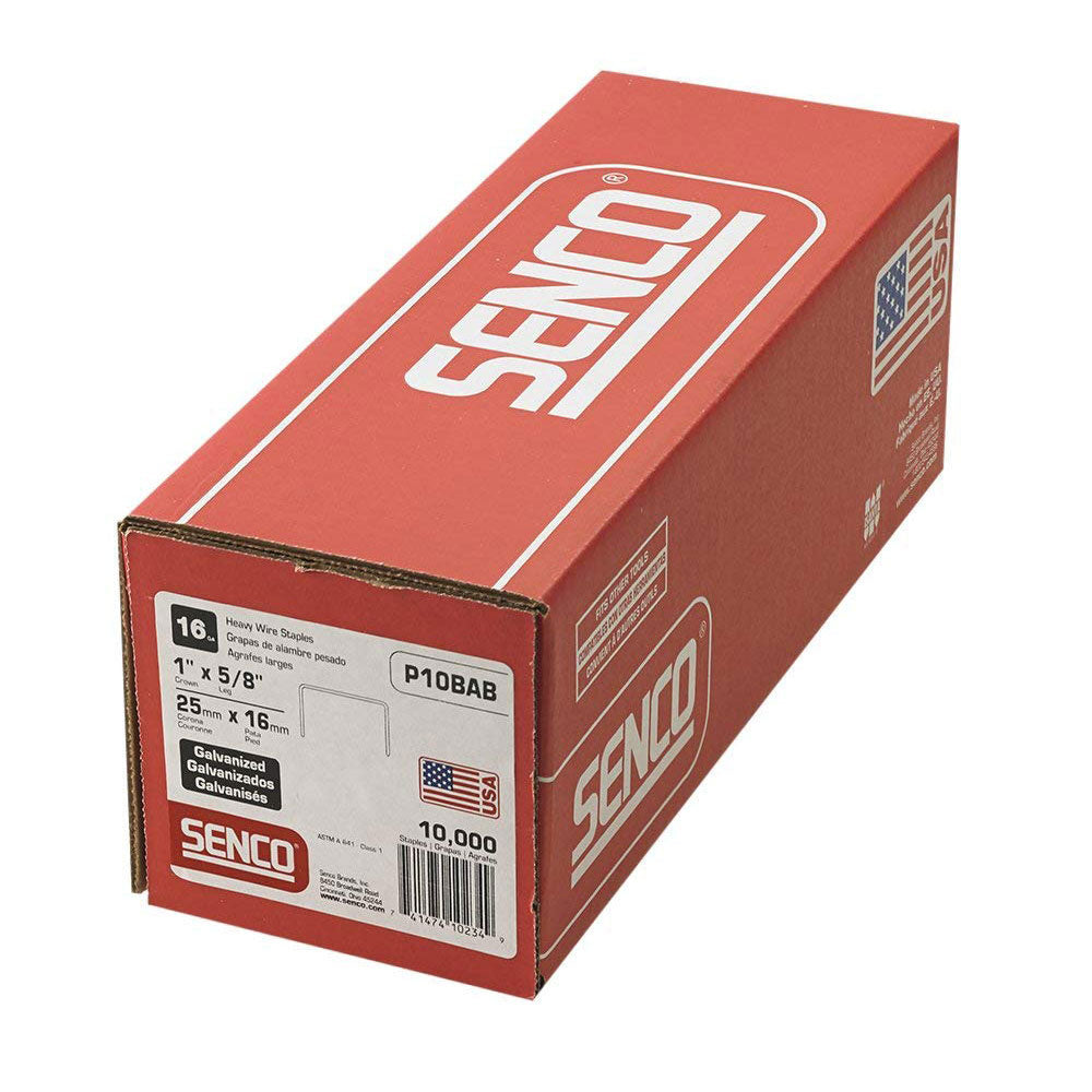 SENCO P10BAB 1" Crown, 5/8" Leg 16 Gauge P-Wire Staples, sencote - 2