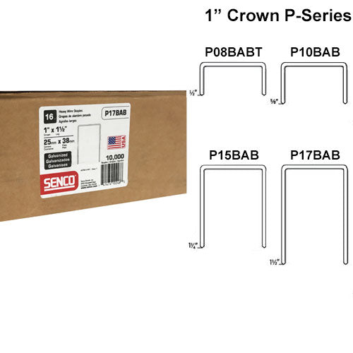 SENCO P17BAB 1" Crown, 1-1/2" Leg 16 Gauge P-Wire Staples, Sencote - 2