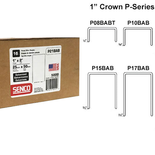 SENCO P21BAB 1" Crown, 2" Leg 16 Gauge P-Wire Staples Sencote - 2