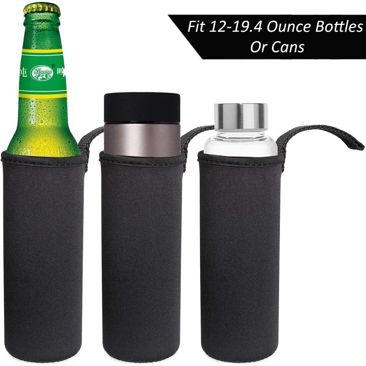 STARVAST SVUS-BottleSleeve-6-BK-170804fa Neoprene Water Bottle Sleeve Insulators 2.68" x 7.28" Black (6 Pack) - 3