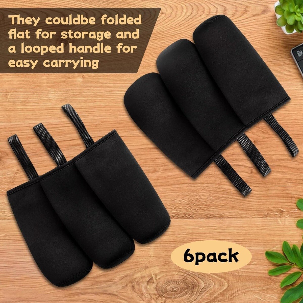 STARVAST SVUS-BottleSleeve-6-BK-170804fa Neoprene Water Bottle Sleeve Insulators 2.68" x 7.28" Black (6 Pack) - 5