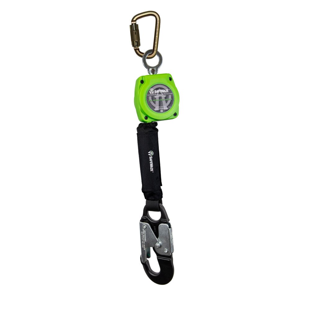 Safewaze 019-5045 6' Single Web Retractable With Steel Carabiner And Double Locking Aluminum Snap Hook